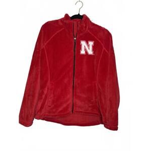 Women’s G-lll 4her By Carl Banks Red Nebraska  Fleece Full Zip Jacket Size Large